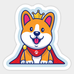 Cute King Corgi Dog Cartoon Sticker